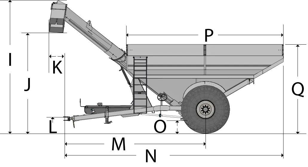 dual auger grain cart side facing dimension image