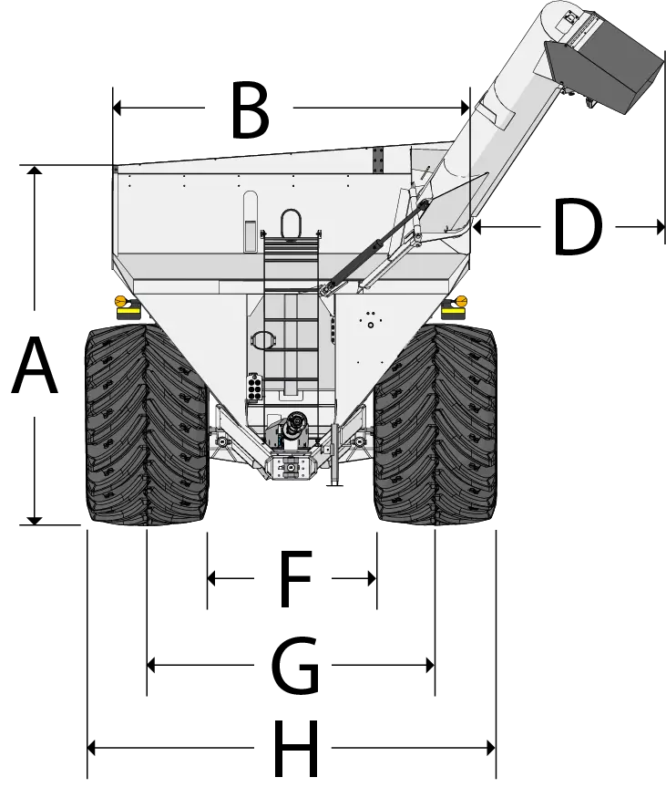 dual auger grain cart front facing dimension image