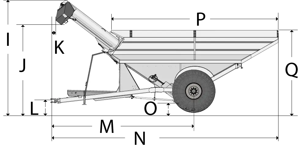 dual auger grain cart side facing dimension image