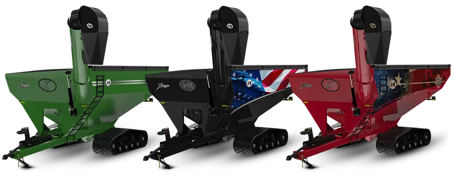 Line up of different color cart with different decals