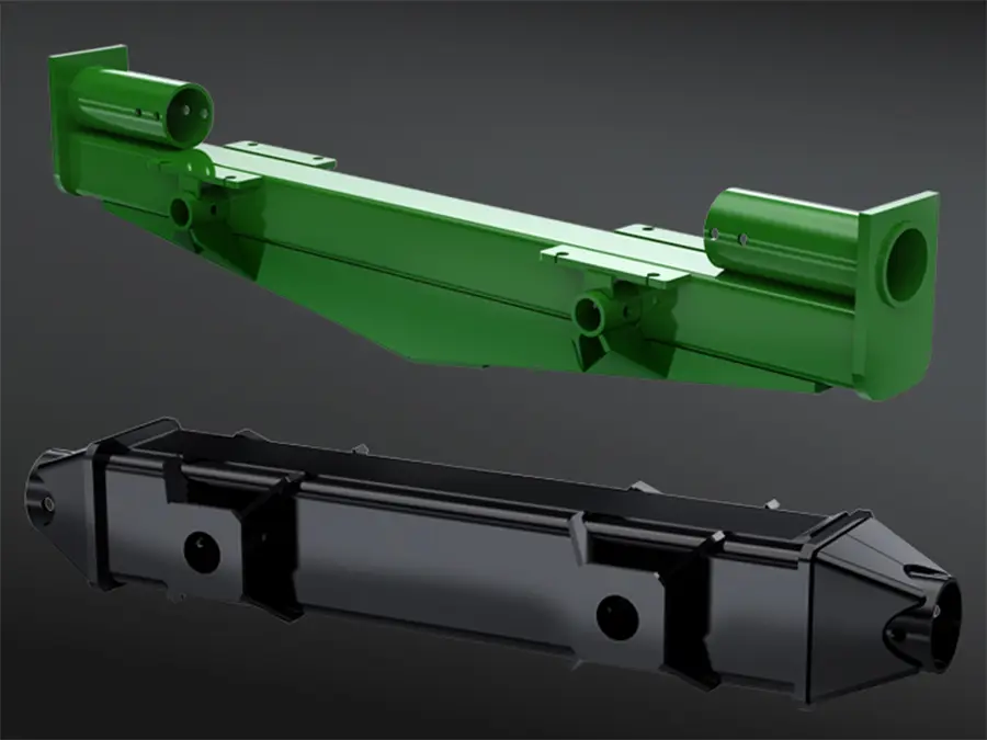 a vtruss axle and a thick tube axle for grain carts