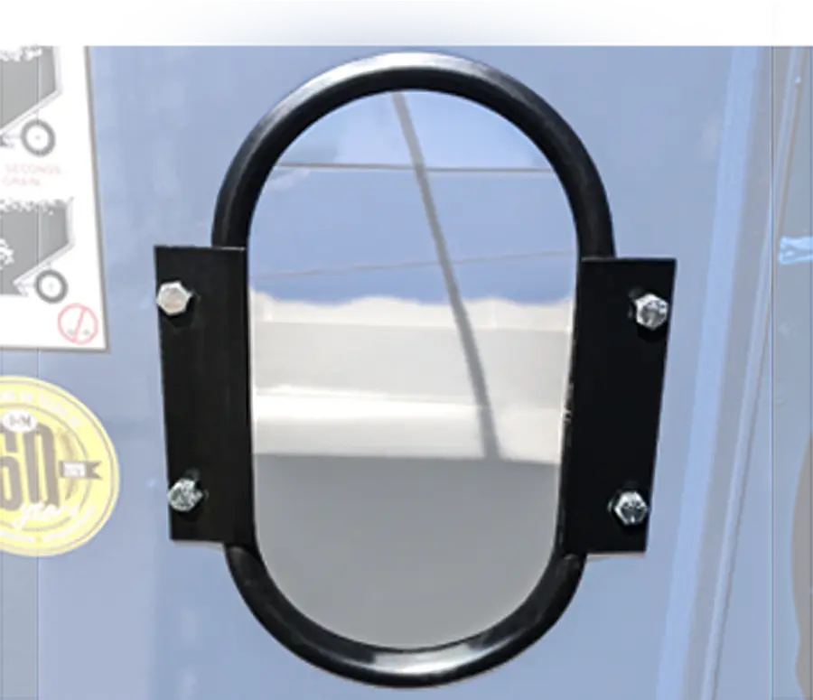windows on a 385 gravity wagon that allow you to see inside the wagon and check grain levels.
