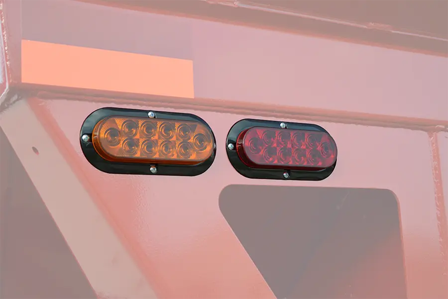 rear LED lights on a 55 series gravity wagon that are bright and visible for safety when operating on the road.