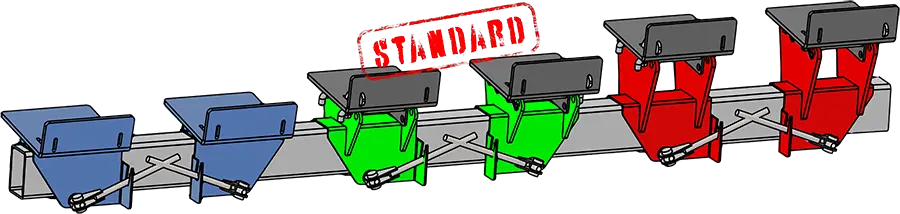 diagram showing the 3 different header mount options for the low profile header transport