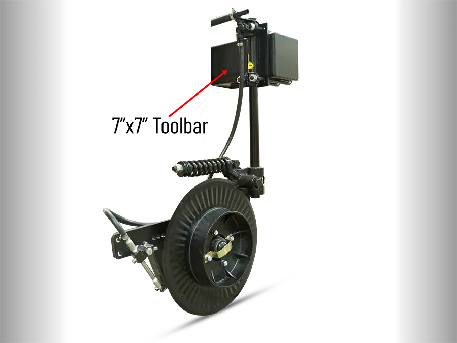 a coulters attachment to a heavy duty 7 inch by 7 inch toolbar.