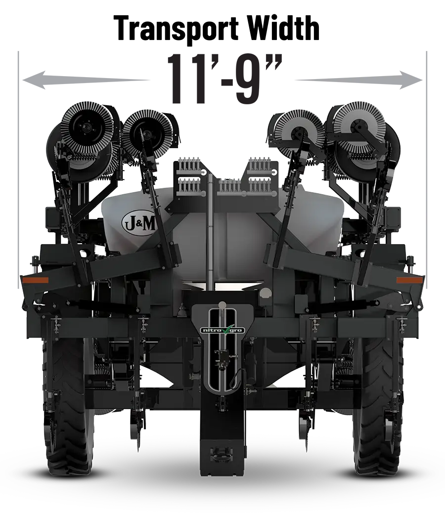 nitrogen applicator folded with the view from the front showing its compact design.
