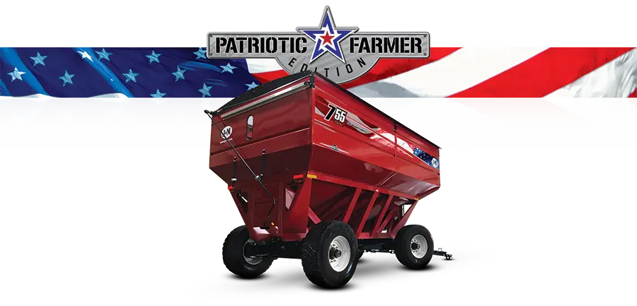 a gravity wagon with a patriotic farmer edition decal package