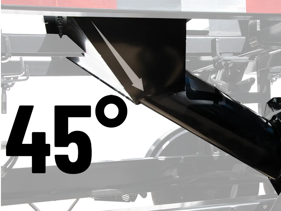 showing the chute design that angles at 45 degrees