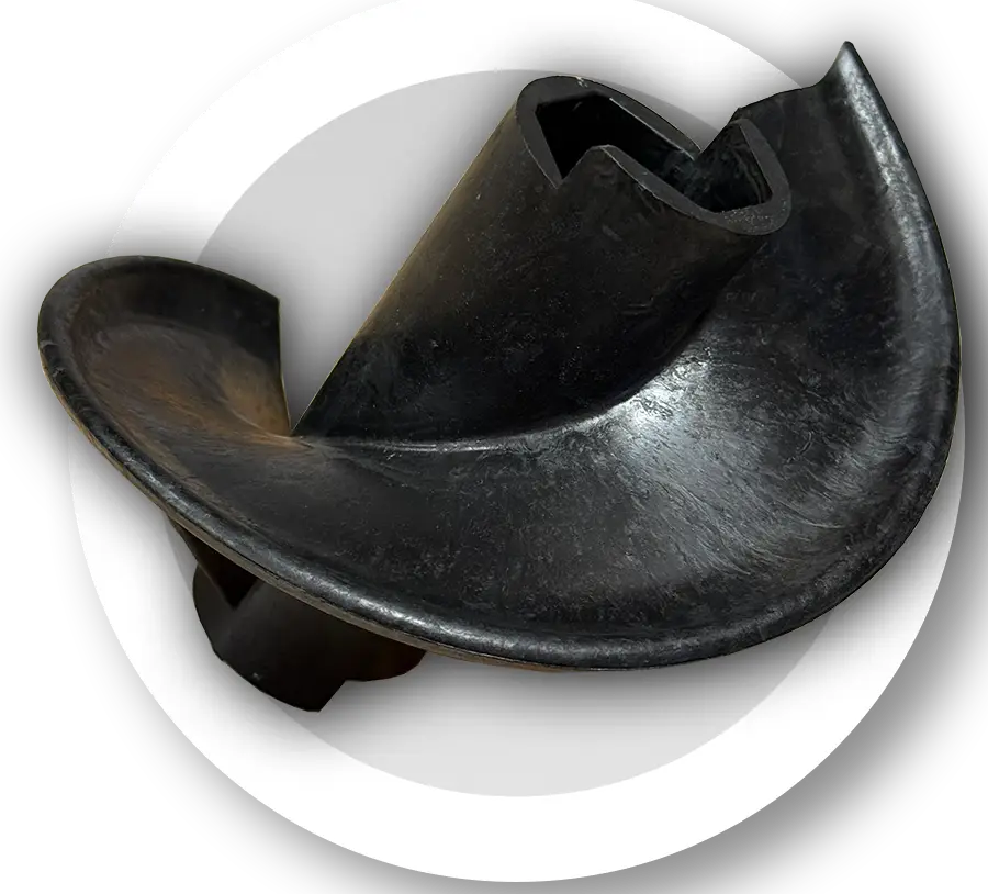 a section of the poly-cupped auger showing the cup shaped flighting that gently carries seed up the auger